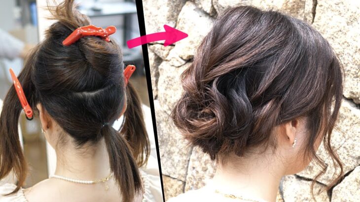 簡単！ミディアムヘアアレンジ！ロープ編みで作る大人可愛いまとめ髪ヘアアレンジ！HOW TO: SIMPLE UPDO  |  easy hair tutorial| Updo Hairstyle