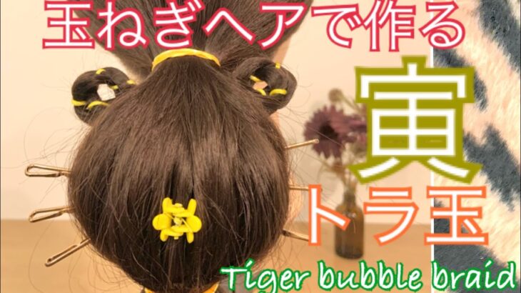 玉ねぎヘアで寅さん 寅年ヘア How to make Tiger bubble braid