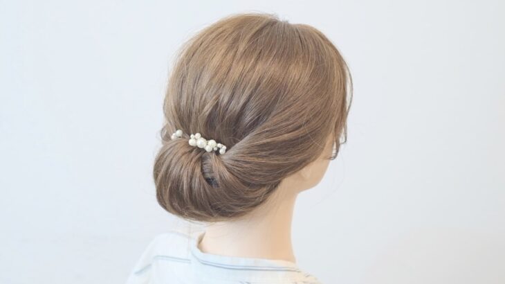 [ギブソンタック]一つ結びを内側に入れて作る方法/ Simple Updo Hairstyle/ Gibson tuck