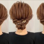 【ミディアムヘアアレンジ】ロープ編みと三つ編み簡単まとめ髪やり方