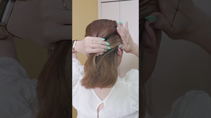 【短い髪向け】２分！巻かない！ピン無し！まとめ髪ヘアアレンジ✨ #shorts