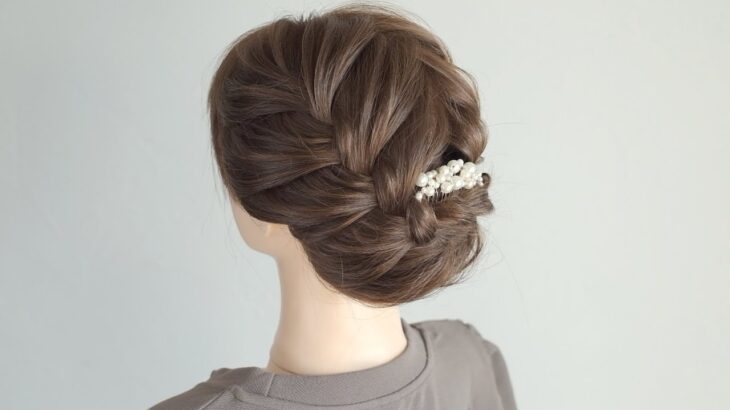 [結婚式にもオススメのヘアアレンジ]今回は編み込んでまとめ髪にしてみました/ 編み込みが緩んでしまった時の修正方法もご紹介