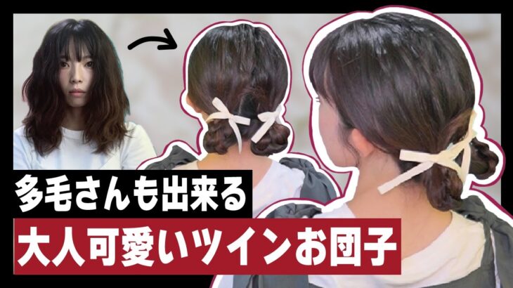 【巻かない・ピン無し】不器用ママもやってみて✨多毛さんも出来るツインお団子ヘアアレンジ