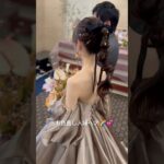 変形ポニーテール🤎金箔とベロアリボンのアレンジがかわいい🥰🫧✨#結婚式 #ヘアメイク #お色直し #ヘアアレンジ