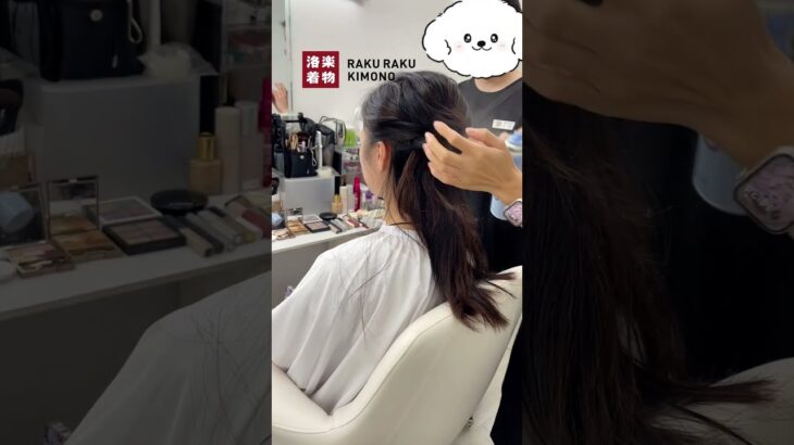 着物ヘアスタイル レディース ミディアムヘア#洛楽着物ヘアセット1番#洛楽着物RAKURAKUKIMONO#京都着物レンタル#京都和服體驗#京都和服体验#kyotokimonorental