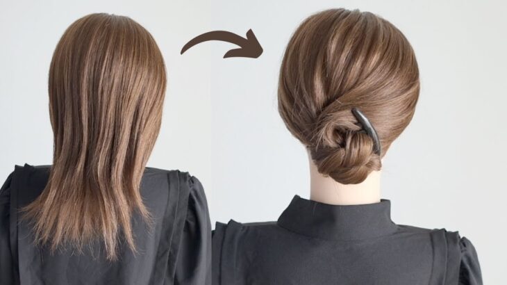 [ヘアアレンジ ミディアム] 夜会巻きコームを使った簡単シニヨンアレンジ / Easy Bun Hairstyle for Short to Medium Hair